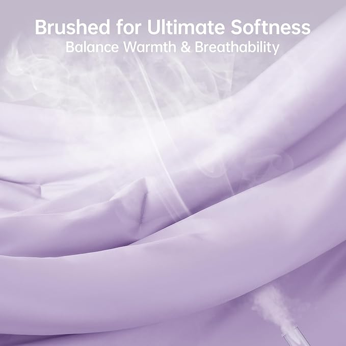 MUXHOMO Queen Comforter Set, All Season Ultra Soft Down Alternative Bedding - 3 Piece Lightweight Bed Set Includes 1 Comforter (90"x90") and 2 Pillow Shams (20"x26"), Crystal Purple