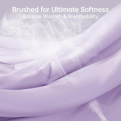 MUXHOMO King Size Comforter Set, All Season Ultra Soft Down Alternative Bedding - 3 Piece Lightweight Bed Set Includes 1 Comforter (104"x90") and 2 Pillow Shams (20"x36"), Crystal Purple