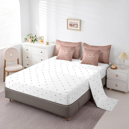 Erosebridal Gothic Damask 7 Piece Comforter Set Full Bed in a Bag,Halloween Bat Bedding Sets Light Pink Victorian Floral Goth Sheet Set with Comforter