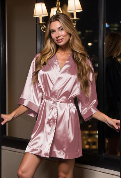 Turquaz Women's Bride Bridesmaids Silky Robe Satin Kimono Robes for Women Lingerie