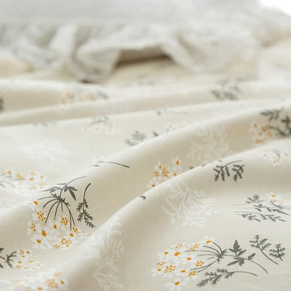Floral Queen Comforter Set Soft Cute Floral Bedding Comforter Sets Garden Style Green Flower Print Botanical Flowers Queen Comforter Set for All Seasons 1 Comforter and 2 Pillowcases