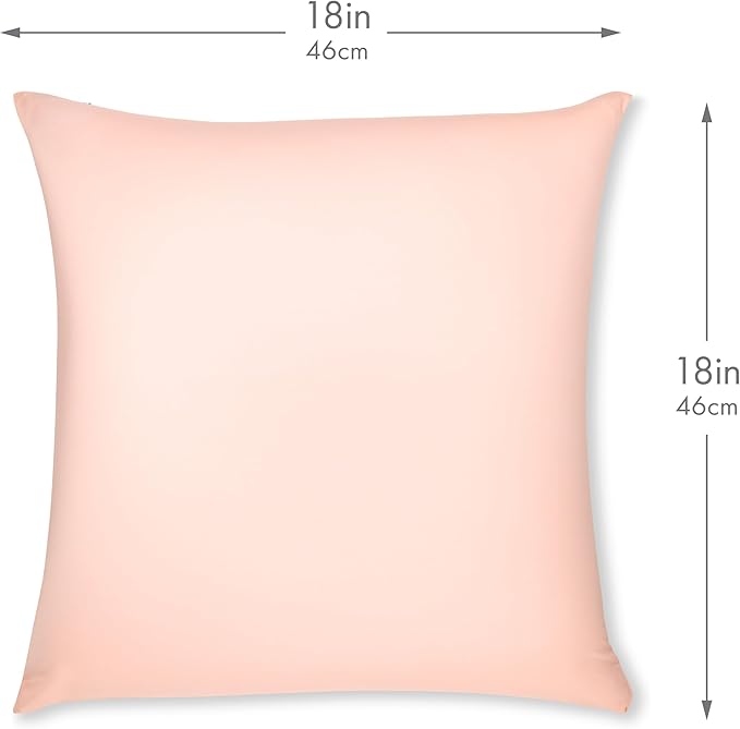 PILLOWY 18x18 Throw Pillowcases (Cover Only) - 85/15 Nylon, Spandex - Luxurious, Silky, Stretchy & Soft - 1Pcs Solid Color - A Perfect Choice for Couch Chairs Sofa Bed Adult/Kids Bedroom, Cream Peach