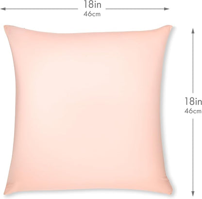 PILLOWY 18x18 Throw Pillowcases (Cover Only) - 85/15 Nylon, Spandex - Luxurious, Silky, Stretchy & Soft - 1Pcs Solid Color - A Perfect Choice for Couch Chairs Sofa Bed Adult/Kids Bedroom, Cream Peach