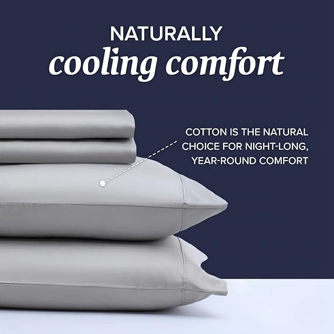 Beckham Hotel Collection King Sheet Set 100% Cotton, 500TC Luxury Sateen Bedding, 16” Deep Pocket, Moisture-Wicking, 4-Piece, Gray