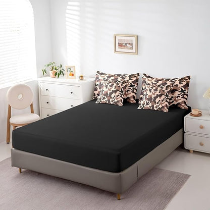 Erosebridal Duck Hunter 7 Piece Bed Set Full Size Camo Bedding for Kids Girls Army Camouflage Hunting Bed in A Bag Sheet Set Vintage Pink Brown Bedroom Decor Wild Animal Duck Farmhouse Comforter Set