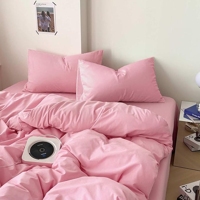 ETDIFFE Pink Comforter Set Twin/Twin XL Size, 2pc Aesthetic Modern Bedding Set - Soft & Lightweight All Season Extra Long Microfiber Down Alternative Bed Comforter with 1 Pillow Sham for Women
