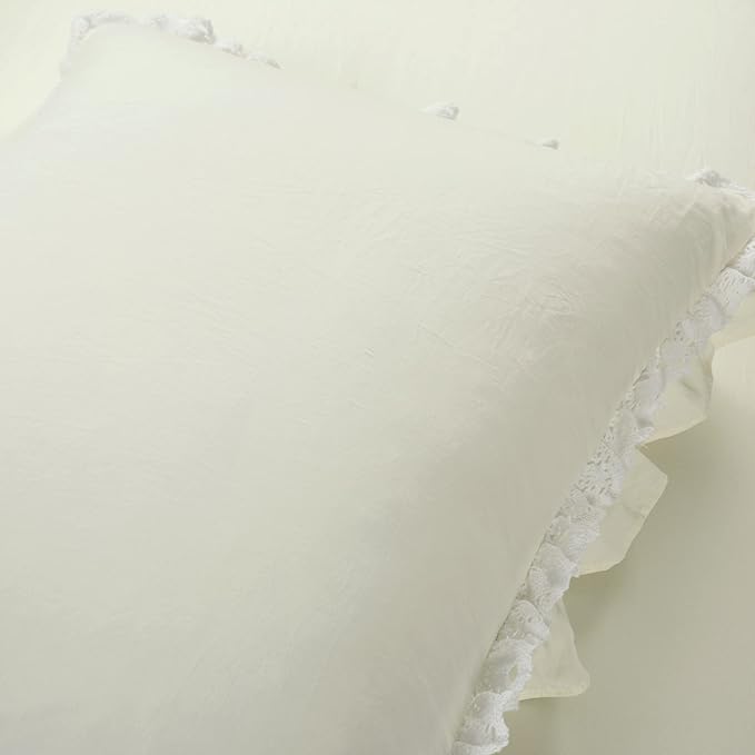Lush Decor Ella Parisian Vintage Chic Ruffle Lace 3 Piece Comforter Set, King, Ivory