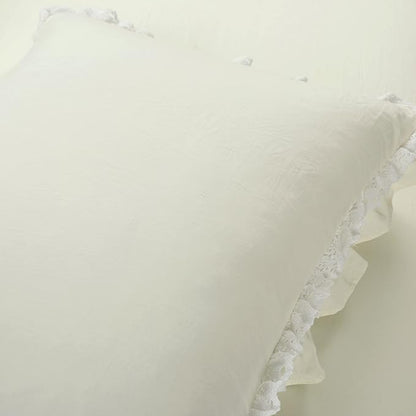 Lush Decor Ella Parisian Vintage Chic Ruffle Lace 3 Piece Comforter Set, King, Ivory