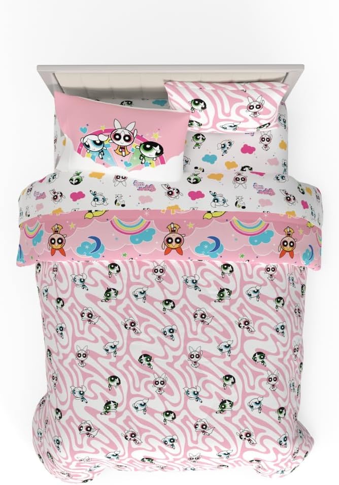 Franco Collectibles Powerpuff Girls Bedding 7 Piece Super Soft Comforter and Sheet Set with Sham, Full, (100% Official Licensed Product)