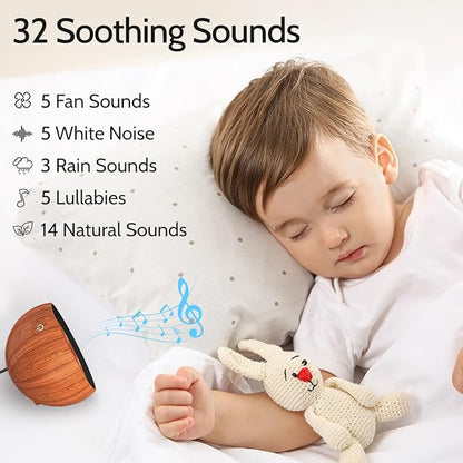 White Noise Sound Machine with 32 Calming Sounds 32 Volume Levels Pink Brown Noise Machine for Baby Kid Adult with 4 Timer Plug-in Noise Canceling Machine for Travel Office Privacy