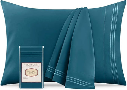 Mellanni Pillow Cases - Luxury, Extra Soft, Cooling Pillow Covers - 2 PC Iconic Collection Pillowcases - Envelope Closure (King 20" x 40", Teal)