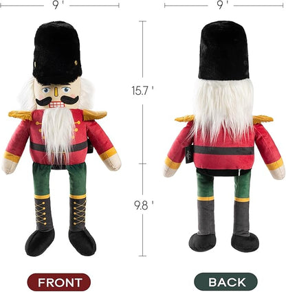 Phantoscope Nutcracker Christmas Throw Pillow Handcrafted Velvet Decorations Decor Pillow Family Kids Gift for Indoor Living Room Sofa Couch, Red 9 x 24 Inches