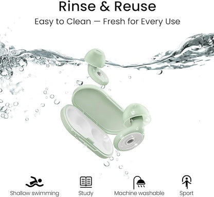 Ear Plugs, Soft Ear Plugs for Sleeping - 30dB Noise Cancelling Reusable Silicone Earplugs, Ultra Comfortable Fit for Studying, Concerts, Travel, 8 Ear Tips