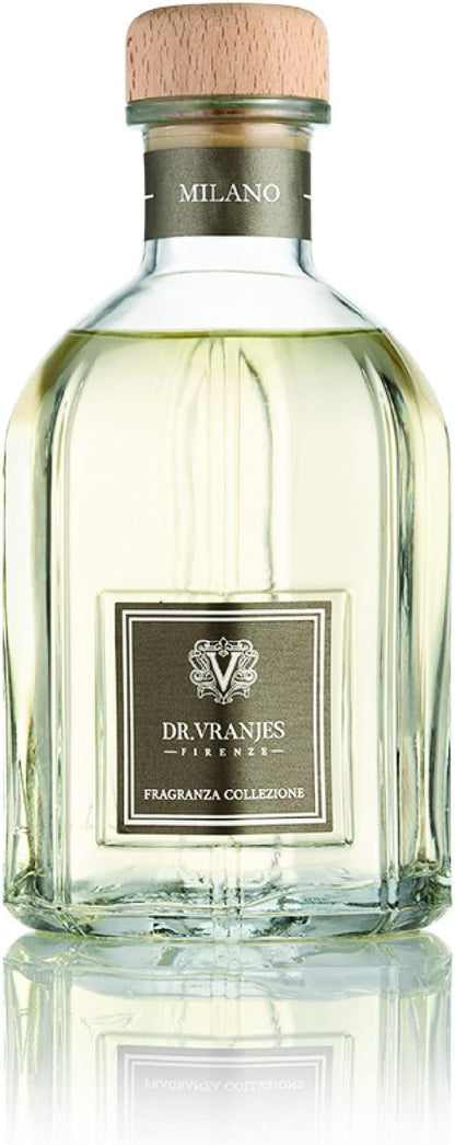 Dr. Vranjes – Milano 250 ml Diffuser + Double Pack of White Sticks (3 Pieces Bundle) – Luxury Home Fragrance, Made in Italy, Main Scent: Patchouli, Pepper, Sandalwood