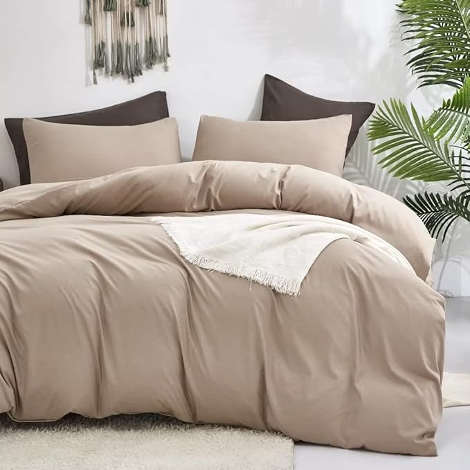 Wellboo Khaki Comforter Set California King Cream Coffee Bedding Sets Cal King Dark Champagne Quilts Solid Taupe Blankets Modern Oatmeal Brown Blankets Cream Khaki Comforters Plain Tan Taupe Color Bed