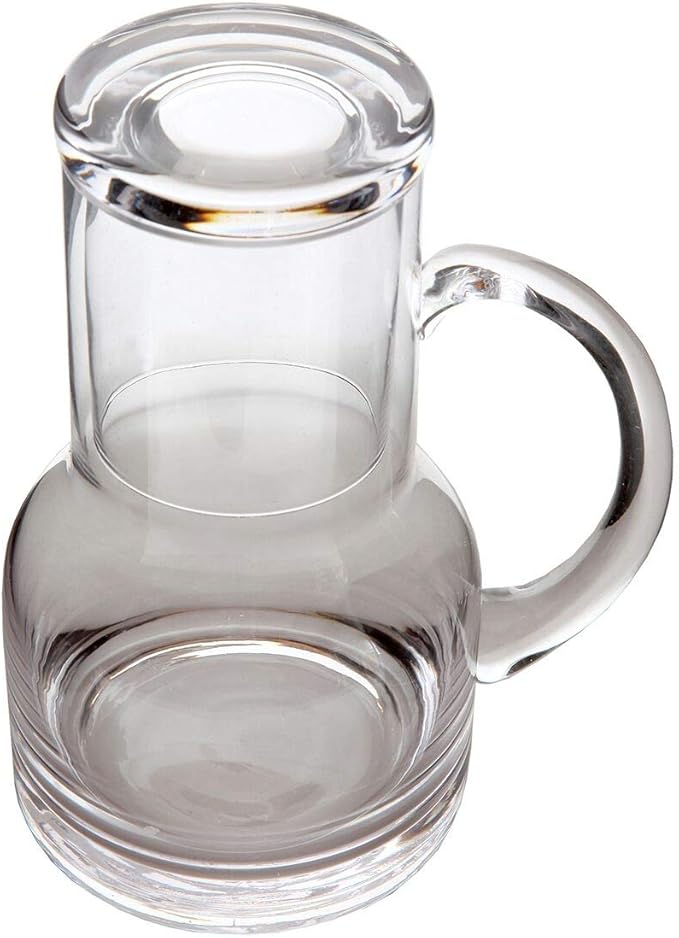 Lily's Home 16 oz Glass Water Carafe for Bedroom or Kitchen - Carafe with Cup Lid & Handle, Perfect for Bedside or Desktop Use, Modern Design
