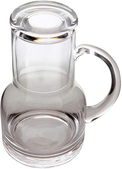 Lily's Home 16 oz Glass Water Carafe for Bedroom or Kitchen - Carafe with Cup Lid & Handle, Perfect for Bedside or Desktop Use, Modern Design