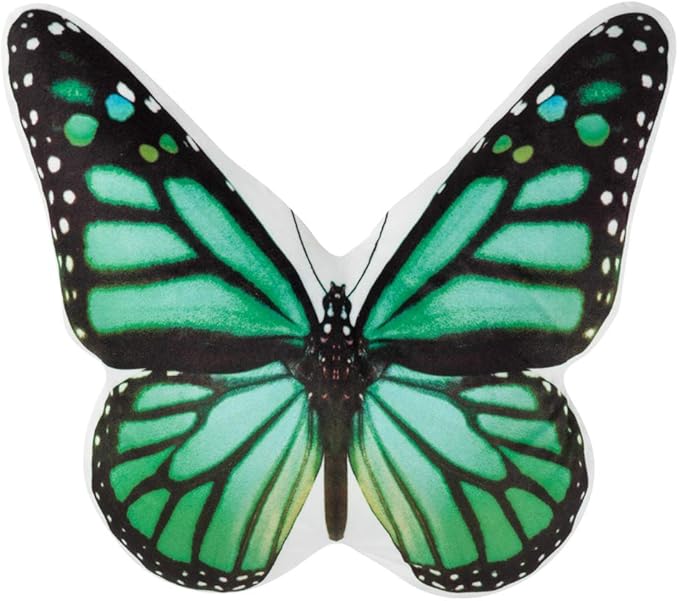 JWH 3D Butterfly Pillow Decorative Animal Throw Pillow Aesthetic Stuffed Plush Accent Pillow Case Colorful Pillowcase Cute Cushion Bed Couch Bedroom 13x15 Inch Black Green