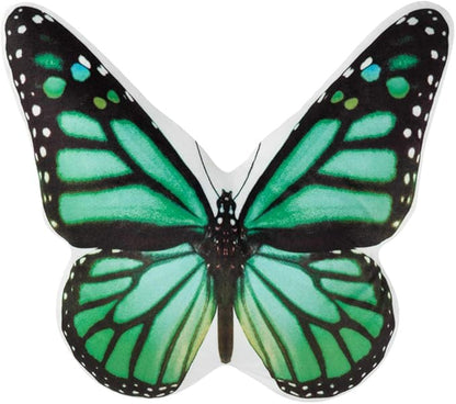 JWH 3D Butterfly Pillow Decorative Animal Throw Pillow Aesthetic Stuffed Plush Accent Pillow Case Colorful Pillowcase Cute Cushion Bed Couch Bedroom 13x15 Inch Black Green