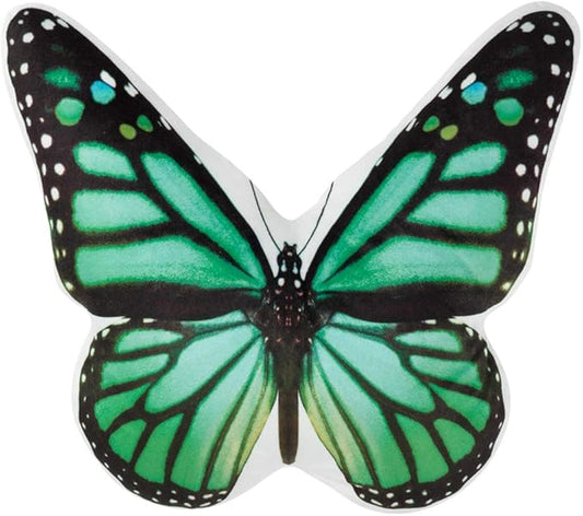 JWH 3D Butterfly Pillow Decorative Animal Throw Pillow Aesthetic Stuffed Plush Accent Pillow Case Colorful Pillowcase Cute Cushion Bed Couch Bedroom 13x15 Inch Black Green