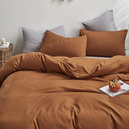 KAREVER Comforter Set, Pumpkin Color, Bedding Set for Women Girls, Full 3 PCS, Breathable Soft Bedroom Collection
