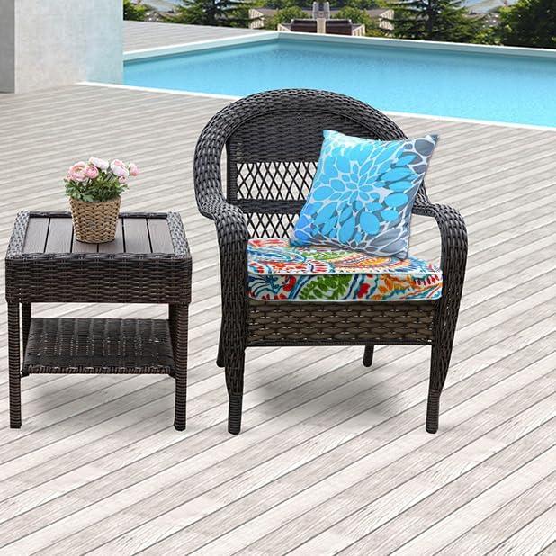 JMGBird Water-Resistant Outdoor Pillows Set of 2, 18x18 inch Durable Sky Blue Mandala Pattern Throw Pillows with Inserts for Patio Furniture