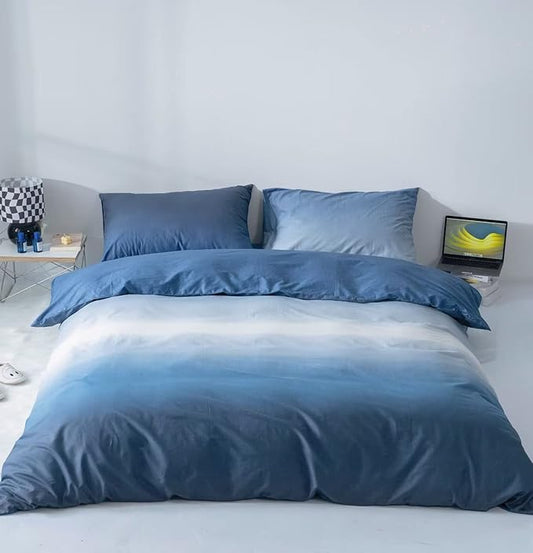 KAREVER Blue Gradient Comforter Set Queen Gradient Color Bedding Set Queen Bedding Set Blanket Quilts Blue Color Comforter Set for Queen Bed