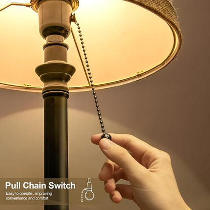 Oneach 19.5" Black Table Lamp Set of 2, Small Bedside Table Lamps with Unique Natural Shade, Pull Chain Switch, USB A+C Charging Ports, Rustic Nightstand Lamps for Living Room, Bedroom, Nursery