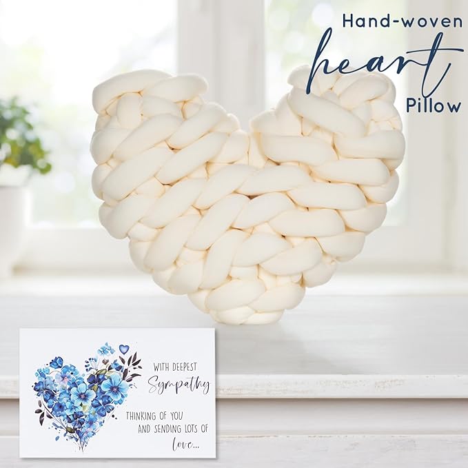 Sympathy Gift Baskets, Condolences Gifts for Bereavement Grief - Sorry for Your Loss of Loved One/Mom/Dad/Husband, Thinking of You Box, Grieving Care Package for Women Men Friends(Ivory Pillow)