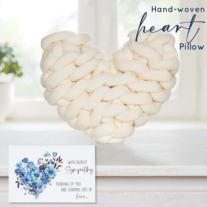 Sympathy Gift Baskets, Condolences Gifts for Bereavement Grief - Sorry for Your Loss of Loved One/Mom/Dad/Husband, Thinking of You Box, Grieving Care Package for Women Men Friends(Ivory Pillow)