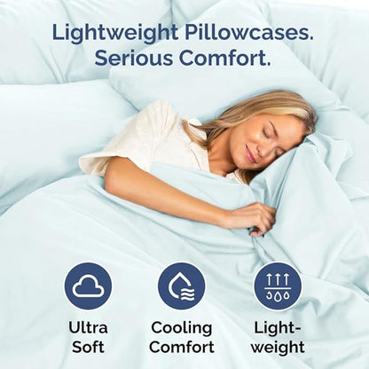 Queen Pillow Cases Set of 8 - Ultra Soft Hotel Quality Pillowcase Covers - Comfy, Cozy & Wrinkle Free - Shrink, Stain and Fade Resistant - Machine Washable Pillow Protectors - 8 Piece Set - Ice Blue