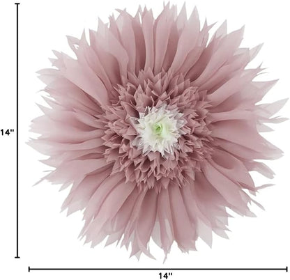 Handmade 3D Flower Throw Pillow Pink Decorative Daisy Floral Accent Pillow Cute Round Velvet Cushion for Bed Couch Car Chair Bedroom Living Room Boho Farmhouse Home Decor 14Inch Rose Gold