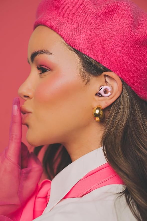Hush Hoops Ear Plugs, Ultra-Soft Reusable Noise Reducing Earplugs with Horseshoe Shape for Comfort, 4 Tip Sizes for Customizable Fit, 17dB (NRR) Noise Reduction Rating, Pink, 1 Pair with Travel Case
