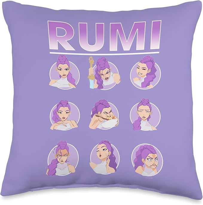 Kpop Demon Hunters Rumi Expressions Throw Pillow