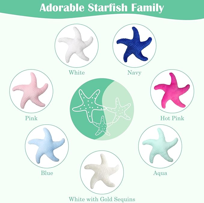 Marble Empire Starfish Pillow for Couch and Bed, Coastal Decor Throw Pillow, Ocean Beach Theme Accent Pillow for Living Room（Aqua）