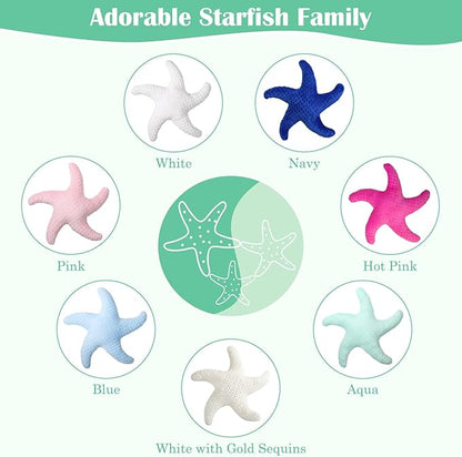 Marble Empire Starfish Pillow for Couch and Bed, Coastal Decor Throw Pillow, Ocean Beach Theme Accent Pillow for Living Room（Aqua）
