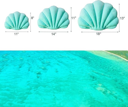 YRXRUS Shell Throw Pillows, Lake Green Shell Shaped Pillow, Small Cute Seashell Decorative Pillow Ocean Series Cushion for Bedroom Living Kids Room Gifts Pillow 11 X 8 Inch