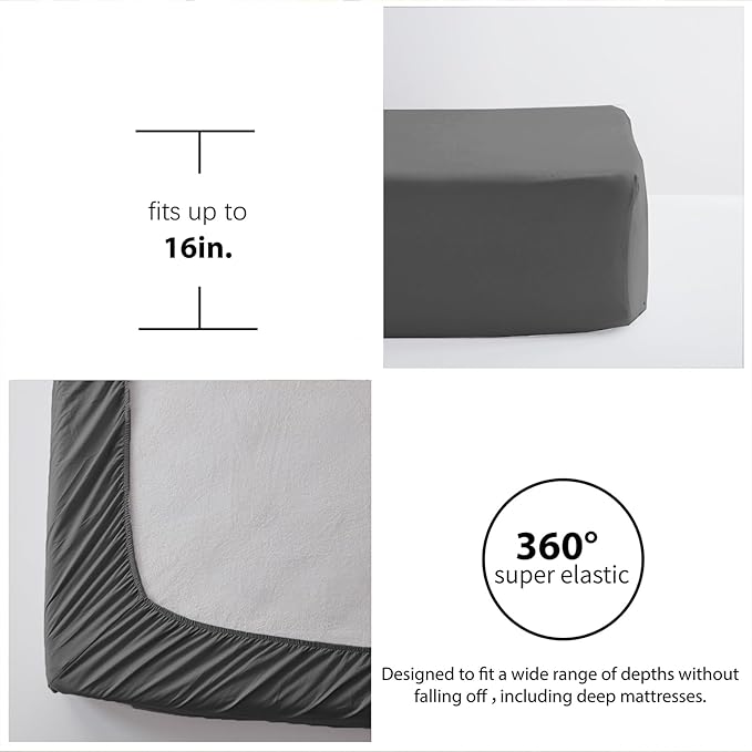 Zzlpp Twin Comforter Set 5 pieces, Dark Grey Seersucker Bed in a Bag with Comforter and Sheets, All Season Bedding Sets with 1 Comforter, 1 Pillow Sham, 1 Pillowcase, 1 Flat Sheet, 1 Fitted Sheet