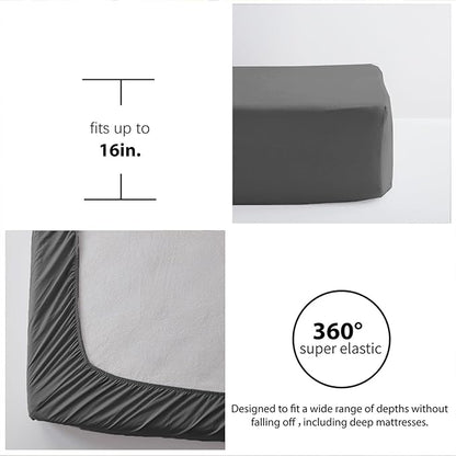 Zzlpp Twin Comforter Set 5 pieces, Dark Grey Seersucker Bed in a Bag with Comforter and Sheets, All Season Bedding Sets with 1 Comforter, 1 Pillow Sham, 1 Pillowcase, 1 Flat Sheet, 1 Fitted Sheet