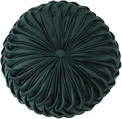 Baiyuruodie Round Velvet Pillow, Sofa Bed Bedroom Decorative Throw Pillow (38cm, Dark Green)
