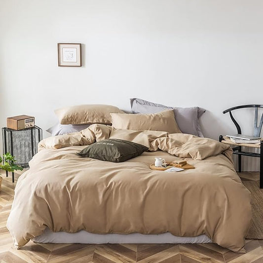 Cottonight Khaki Comforter Set King Beige Champagne Bedding Comforter Women Men Taupe Sand Color Quilts Blanket Soft Breathable Cozy Lightweight Modern Solid Dark Champagne Comforter Set All Season