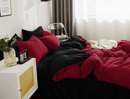 Nanko King Size Comforter Set Red and Black, All Season Soft Reversible Down Alternative Duvet Insert, Microfiber Filling Bed Sets, Modern Farmhouse Bedding Sets in a Bag for Women Men 104 x90 3 PCS