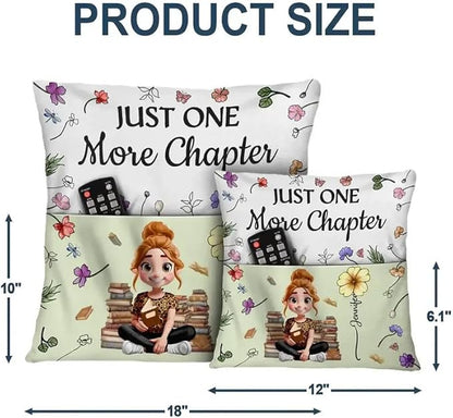 Personalized Pocket Pillow - Birthday Gift, Reading Cushion, Book Lover Keepsake - My Reading Pillow Reading Girl with Birth Month Flower