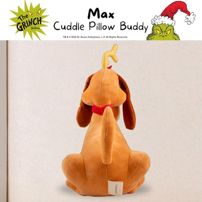 Dr. Seuss The Grinch Max Dog Holiday & Christmas Bedding Super Soft Plush Cuddle Pillow Buddy, (Officially Licensed Product) by Franco