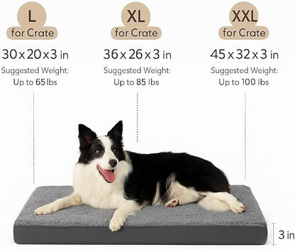 Dog Bed with Waterproof Inner Liner, Removable Cover, Egg Crate Foam Dog Beds, Easy to Clean，45×32Inch，Khaki