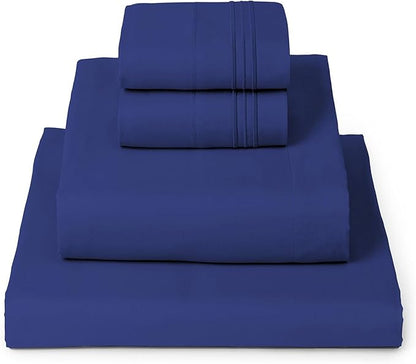 Mellanni Full Sheets Set - 4 PC Iconic Collection Bedding - Hotel Luxury, Extra Soft, Cooling Bed Sheets - Wrinkle, Fade, Stain Resistant (Full, Royal Blue)