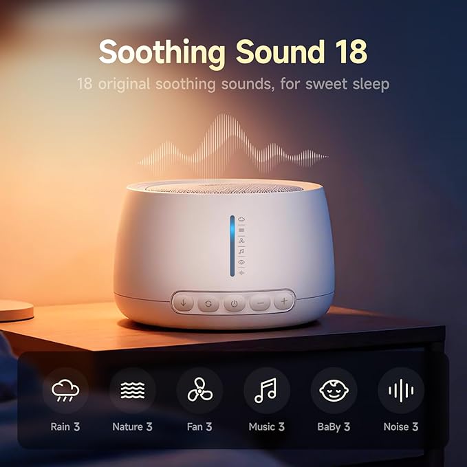 White Noise Machine,Sound Machine for Sleeping,Sleep Aid for Adults Baby,18 Non-Looping Sounds,ZenNap App Included 500+ Hi-Fi Audios,8-Sounds Mixing,Office,Travel,Home