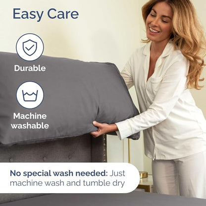 Split Head King Sheets Set - Top Split King Sheets for Adjustable Beds, Easy-Fit Split Head King Mattress - Flex Split Top King Sheets, Easy-Fit, Breathable, Deep Pocket Split King Sheets - Dark Grey