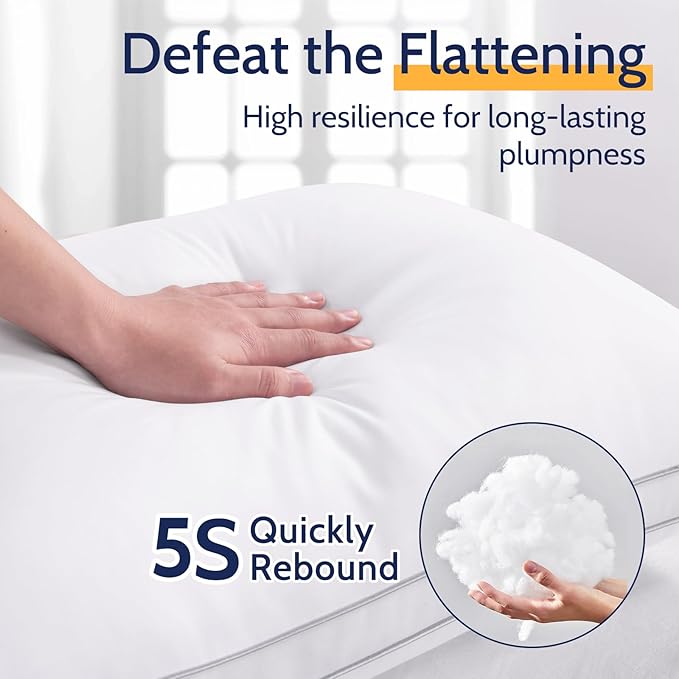 Pillows King Size Set of 2, Gusseted Bed Pillows for Sleeping 2 Pack, Luxury Hotel Quality, Supportive King Pillow with Soft Down Alternative for Back Stomach Side Sleepers,Machine Washable