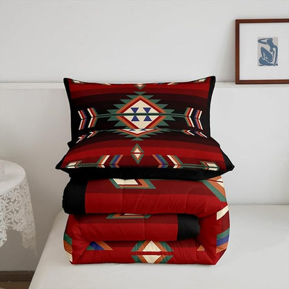 Erosebridal Farmhouse Geometric Comforter Set Full Southwestern Tribal Bedding Set Vintage Western Aztec Bedding Comforter Sets for Kids Adults Rustic Farmhouse Cabin Lodge Quilt Duvet Home Decor